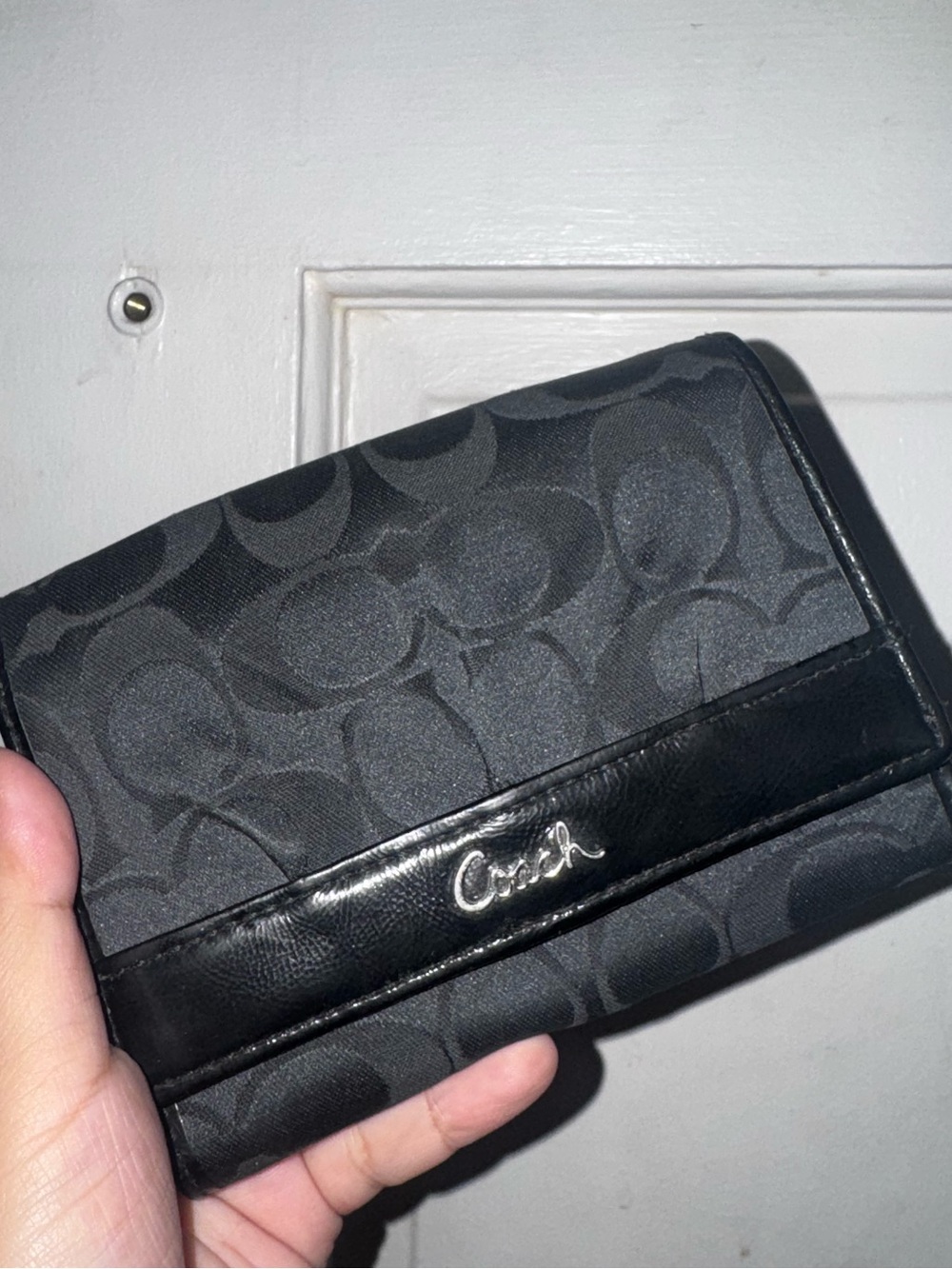 Coach signature-jacquard tri-fold wallet